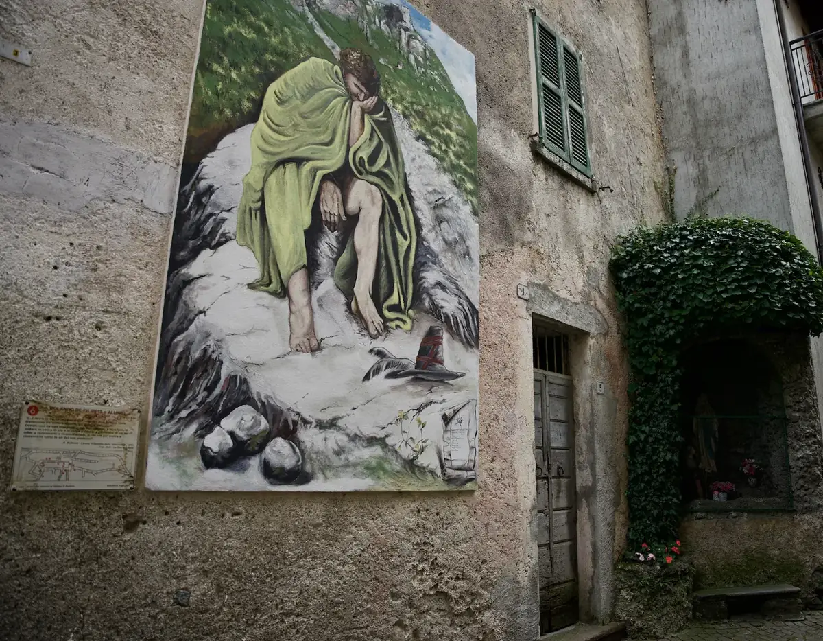 Opera n. 6 «La fine di Lasco» nel Borgo Affrescato di Parlasco