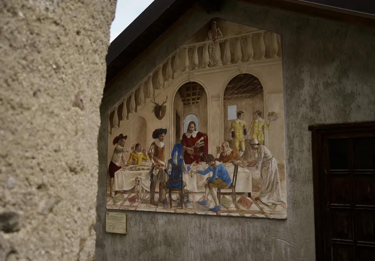 Opera n. 9 «Una festa in casa Torriani» nel Borgo Affrescato di Parlasco